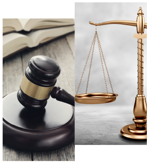 Legal Icons Representing Justice in Personal Injury Law Icons of justice: gavel, scales, and courthouse